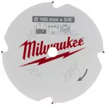 Pjūklo diskas Milwaukee 165 x 15,87 x 1,8 mm, 4 dantys, stiklo pluo&scaron;tas/medžio drožlių plok&scaron;tė/pluo&scaron;tinio cemento plok&scaron;tė