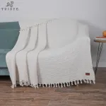 Tuiste Auk&scaron;čiausios klasės lovatiesė viengulei lovai 150 x 200 cm Balta Lengva vasarinė antklodė Vaflinė