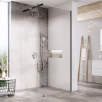 Du&scaron;o sienelė Ravak Walk In Wall Air-90 (be montavimo komplekto W SET) Juoda + Skaidrūs 6 mm