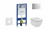 Geberit Duofix rėmas su Ideal Standard Tesi Aquablade Rimless pakabinamu klozetu, SoftClose dangčiu, Sigma01 chromuota mygtuku