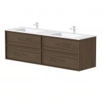 Vonios spintelė Kame Bathroom 120cm 2 stalčiai, dvigubas (2x60cm), be kriauklės, Rudas ąžuolo fanera BUD/12-3DR-DB/N07-HM