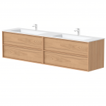Vonios kambario spintelė Kame Bathroom 160cm 2 stalčiai, dvigubas (2x100cm) natūralios ąžuolo fanera BUC/20-3DR-DB/N05-HM