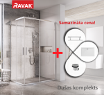 Du&scaron;o kabinų komplektas RAVAK SET18R Du&scaron;o durys BLSRV2K-80 chromuotos, stiklas + Du&scaron;o durys BLSRV2K-120 + panelis Gigant Pro De&scaron;inysis