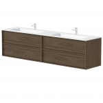 Vonios spintelė Kame Home 160cm 2 stalčiai, dvigubas (2x100cm), be kriauklės, Ruda ąžuolo fanera BUD/20-3DR-DB/N07-HM