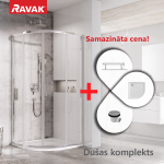 Du&scaron;o kabinų komplektas RAVAK SET3 Du&scaron;o kampas BLSCP4-80 chromuotas + stiklas skaidrus + padėklas Elipso Pro