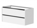 Vonios spintelė Kame City 100cm 2 stalčiai, be kriauklės, juodi profiliai Baltas Matinis BU/10-3DR/D02P2