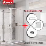 Du&scaron;o kabinų komplektas RAVAK SET9 Du&scaron;o kampas BLSRV2-90 chromuotas + stiklas (1 pusė) skaidrus + Padėklas Perseus Pro