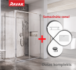 Du&scaron;o kabinų komplektas RAVAK SET12L Du&scaron;o durys BLSDP2-120 chromuotos + stiklas Skaidrus + Du&scaron;o siena BLSPS-80 + Padėklas Gigant Pro Kairysis