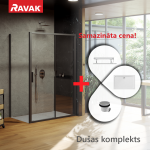 Du&scaron;o kabinų komplektas RAVAK SET13L Du&scaron;o durys BLSDP2-120 juodos + stiklas Skaidrus + du&scaron;o siena BLSPS-90 + Padėklas Gigant Pro Kairysis