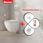 Tualetinio indo komplektas Ravak SETWC1 Rėmas G II/1120 + indas Chrome AquaSpin su SoftClose dangčiu + Balta Mygtukas Uni