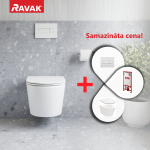Tualeto puodų komplektas Ravak SETWC3 Rėmas G II/1120 + puodas Flow RimOff su SoftClose dangčiu + Balta Poga Uni
