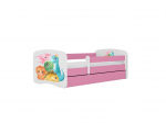 Vaiki&scaron;ka lova su stalčiumi be čiužinio Kocot Kids BabyDreams Pink tiny dinos, rožinė