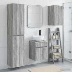 Vonios baldų rinkinys 3 vnt. Pilka Sonoma 33 x 34,5 x 160 cm vidaXL