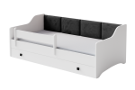 Vienvietė lova ERYK 160x80 - Baltas, panele Juodas