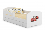 Vaiki&scaron;ka lova Luk su stalčiumi, čiužiniu ir barjerine apsauga 164 cm x 85 cm x 63 cm, sportinis automobilis