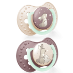 LOVI Dinaminis silikoninis čiulptukas 6-18m 2 vnt Night&Day girl