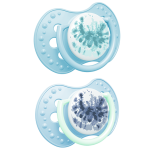 LOVI Dinaminis silikoninis čiulptukas 0-3 m 2 vnt Tie Dye Blue Boy