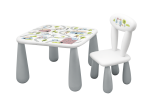 MALTEX SET LUNA TOWN Vaiki&scaron;kas stalas + kėdė balta/pilka