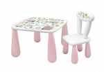 MALTEX SET LUNA TOWN Vaiki&scaron;kas stalas + kėdė balta/rožinė