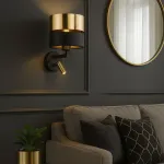 HILTON sieninis &scaron;viestuvas 1xE27, juodas ir auksinis