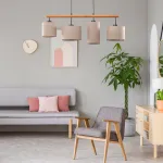 Pakabinamas &scaron;viestuvas 4xE27, juodas, pu&scaron;ies detalė