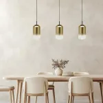 3 dalių LED Pakabinamas &Scaron;viestuvas: Juodas Matinis, Aukso Stiklas