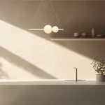 Auksinis Matinis LED Linijinis Pakabinamas &Scaron;viestuvas su Opalinio Stiklo Gaubtais