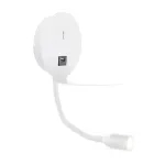 Baltas LED sieninis &scaron;viestuvas su USB įkrovikliu ir lanksčia skaitymo lempa