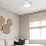Baltas lubinis ventiliatorius su i&scaron;traukiamais mentelėmis ir CCT LED &scaron;viesa 20W
