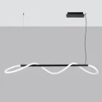 Pakabinamas &scaron;viestuvas 148 cm &ndash; banguota LED linija, juodas, CCT