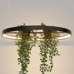 Pakabinamas LED &scaron;viestuvas 33W &ndash; apvalus, juodas, su augalų erdve