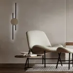 Sieninis LED &scaron;viestuvas 30 W, juodas, su medžio akcentu
