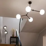 FAIRY lubinis &scaron;viestuvas E27, juodas, 4 stiklo gaubtai