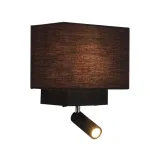 Sieninis &scaron;viestuvas su E27 ir LED prožektoriumi, USB įkrovikliu, juoda matine