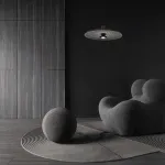 Juodas LED pakabinamas &scaron;viestuvas su akustine panele, 45 cm