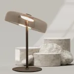 LED Ne&scaron;iojamas Stalinis &Scaron;viestuvas, Dūminis Stiklas, Matinė Juoda