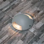 Lauko įleidžiamas grindinis &scaron;viestuvas LED IP67, pilkas, apvalus