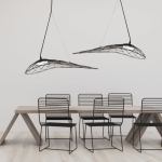 Juodos matinės metalinės vielos karkaso LED pakabinamas &scaron;viestuvas