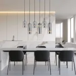 6 dalių LED pakabinamų &scaron;viestuvų kompozicija, tonuotas stiklas, smėlio juoda