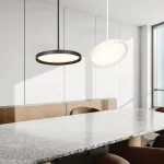 Reguliuojamas LED pakabinamas &scaron;viestuvas Diskas Matinė balta CCT