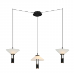 Matinis juodas 3 &scaron;viesų LED pakabinamas &scaron;viestuvas, reguliuojamas 70-100cm ilgis, 28W 3000K