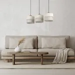 Pakabinamas &scaron;viestuvas 3xE27, linijinis, smėlio spalvos