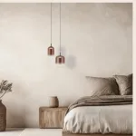 Pakabinamas LED &scaron;viestuvas su vario ombrė stiklu, juodas matinis, 36cm
