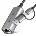 AXAGON ADE-TXCA Compact aluminum USB 3.2 Gen 1 Gigabit Ethernet 10/100/1000Mbit adapter with automatic installation, Nintendo Switch support and USB C