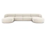 Miley &mdash; panoraminė sofa (330x156x70 cm) - Bottle Green (Bluvel 78) / Black Plastic
