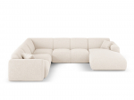Nolio &mdash; Panoraminė kampinė sofa - Pink (Haga 52) / Black Plastic / Right
