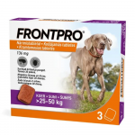 Frontpro 136 mg Kramtomosios tabletės nuo erkių ir blusų &scaron;unims >25-50 kg N1