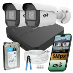 Stebėjimo sistema su 2 IP PoE 5 Mpx kameromis, 1 TB, AI DVS, namams