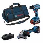 Akumuliatorinių įrankių rinkinys Bosch Professional GSR 18V-45 + GWS 18V-8, 2x4Ah, 18V