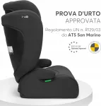 Automobilinė kėdutė KikkaBoo i-Aid 15&ndash;36 kg, juoda, 100&ndash;150 cm, F767